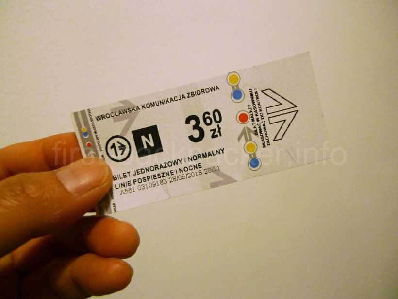ヴロツワフの夜間バス用のチケット