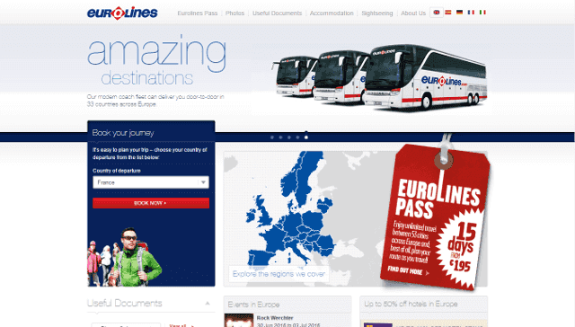 Eurolinesのウェブサイト