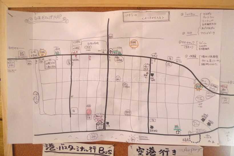 石垣島 ゲストハウス パキラの手作りマップ